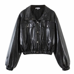 <span class=keywords><strong>2022</strong></span> <span class=keywords><strong>2023</strong></span> Otoño <span class=keywords><strong>Invierno</strong></span> nueva mujer moda Color sólido Sexy solapa manga larga Casual cremallera PU abrigo de cuero - Product Image 6
