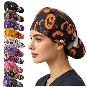 Nuevos gorros desechables con estampado de calabaza de Halloween, gorros de trabajo transpirables para enfermería, para dentistas, laboratorios, hospitales de mascotas, clínicas de belleza y personal sanitario. - Product Image 1