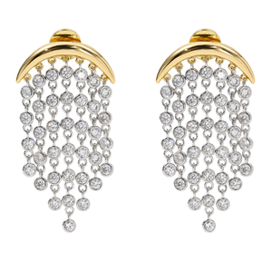 Pendientes de Borla con Circonitas Plateadas y Baño de Oro en Latón, Diseño de Luna, Personalizados, a la Moda, Unisex - Product Image 4