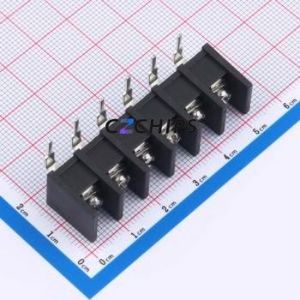 MX35R-8.25-06P-BK01-Cu-S-A Barrier Terminal Block Bent Lead Through Hole,P=8.25mm Connector Two Sides 8.25mm 1x6P Right Angle - Product Image 1