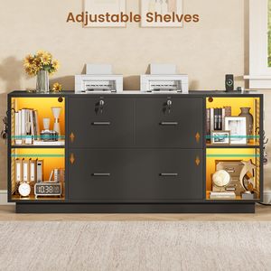 SENYU Contemporary Black Filing <b>Cabinet</b> <b>with</b> 4 <b>Drawers</b> Lockable Doors Office <b>Storage</b> for Home Office Furniture - Product Image 3