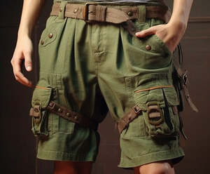 Bermudas d'été décontracté à taille élastique en coton avec poche aux genoux pour hommes - Product Image 6