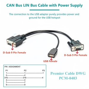 Có thể xe buýt LIN xe buýt DB9 để DB9 với <span class=keywords><strong>USB</strong></span> cung cấp điện Y Splitter cáp cho canmod có thể GPS Cảm biến dữ liệu logger 3G 4G <span class=keywords><strong>USB</strong></span> Wifi Router - Product Image 2