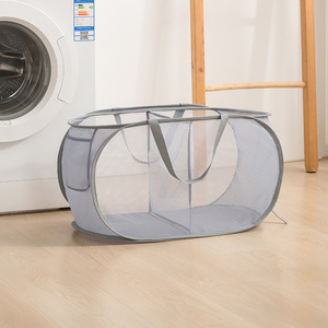 2 or 3 Compartments Collapsible Mesh <strong>Laundry</strong> <strong>Basket</strong>, Pop up <strong>Laundry</strong> Hamper-Easy Storage, Ideal for Home Use - Product Image 3