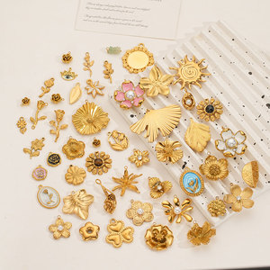 เครื่องประดับชุบทอง 14k 18k PVD แบบกำหนดเอง DIY  ทำจากสแตนเลสสตีล 316L  รูปใบไม้ดอกไม้ สำหรับสร้อยข้อมือและสร้อยคอ - Product Image 2