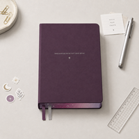 Cuaderno Personalizado LABON con Cuadrícula de Puntos, Tapa Dura Color Ciruela, Bordes Pintados, Diseño Cielo Nocturno, Plantilla de Planificación Diaria, Marcapáginas de Cinta, OEM ODM