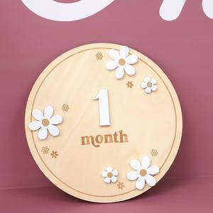 البابونج الخشبية البوهيمي بطاقة معلم زهرة 1 شهر بطاقة معلم الديكور خلفية القمر الكامل - Product Image 5