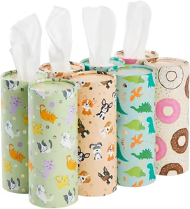 Soporte de pañuelos de bambú para coche de 3 capas, cilindro de lámina de oro a granel para el hogar, portavasos de papel <span class=keywords><strong>facial</strong></span>, caja de recarga, contenedor redondo - Product Image 1