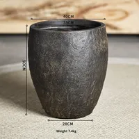 Pot de fleurs circulaire haut de gamme en ciment et argile de magnésium, fait main, style vintage nordique, grand format, pour Monstera