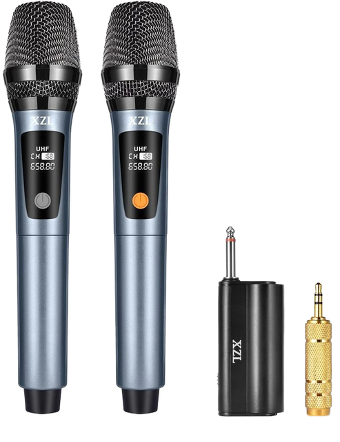 2 Pieces of Wireless Professional UHF Handheld Microphone with Noise Reduction for Home Audio, KTV, Karoke, Stage, Singing, Etc.