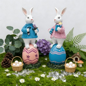 Adornos de Conejo de Pascua Transfronterizos, Conejo de Resina de Dibujos Animados con <span class=keywords><strong>Huevo</strong></span>, Suministros de Decoración para <span class=keywords><strong>el</strong></span> Día del Niño y Ambiente Festivo - Product Image 1