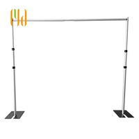 Support de toile de fond en aluminium réglable en hauteur avec rideau en velours noir pour stand d'exposition, arrière-plan de présentation, salon professionnel