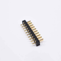Connecteur de batterie en laiton plaqué or 10 broches, mâle-femelle, pas de broches 2,54 mm, à angle droit, simple rangée, pour applications PCB