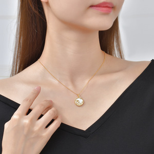 Sagittarius dodici Round S925 collana in argento Sterling per le donne ciondolo a conchiglia con pietra di zircone elegante catena gioielli - Product Image 4