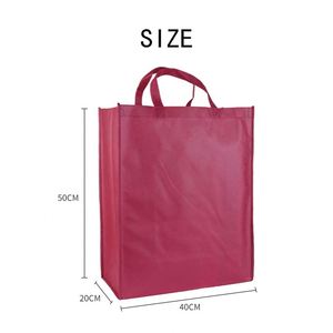 Sac fourre-tout en tissu non tissé personnalisé avec logo, sac à main réutilisable de couleur bordeaux pour l'emballage de bouteilles de vin rouge - Product Image 3