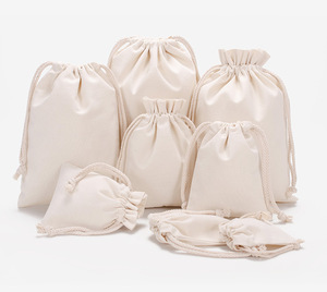Sacs à cordon en coton écologique personnalisés imprimés, sacs à poussière en lin avec cordon de serrage, emballage avec logo personnalisé, sac à cordon en toile - Product Image 3