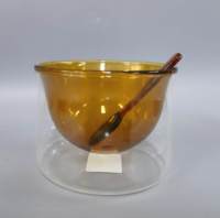 Tasses à latte en verre à double paroi - Parois colorées, tasses à café isolées à double couche, bol à crème glacée avec cuillère assortie