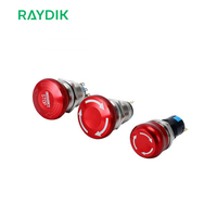 Interruptores de botón pulsador metálicos de emergencia con cabezal de hongo, impermeables IP65 IP68, de 19 mm y 22 mm