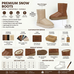 Stivali Invernali Classici da <span class=keywords><strong>Donna</strong></span> in Pelle PU con Logo Personalizzato, Piattaforma, Fodera in Pelliccia, Caldi, Comodi e Morbidi - Product Image 4