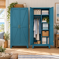Armoire de rangement pour vêtements de chambre à coucher avec étagères suspendues, organisateur autoportant pour vêtements, chaussures et accessoires