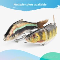 NOUVEAU Leurre de pêche artificiel en métal articulé avec queue en soie plastique, 130 mm, 32 g, trois sections, yeux 3D, hameçons pivotants, fabriqué en usine
