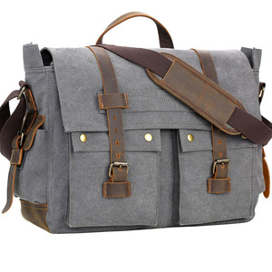 <span class=keywords><strong>Sacoche</strong></span> à bandoulière en cuir et toile pour hommes, sac pour ordinateur portable personnalisé, 2020 - Product Image 5