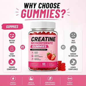 Gummies de créatine monohydrate 5g certifiées GMP pour femmes, 60 unités, 2 par portion, pour le soutien <span class=keywords><strong>musculaire</strong></span> – Vente en gros OEM - Product Image 2