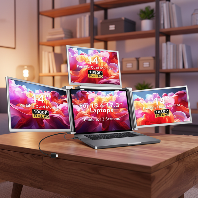 Wholesale Factory Price 15.6 Inch Triple Laptop Screen Portable Monitor 1920*1080 Extender Dual LCD IPS Panel Type C Business