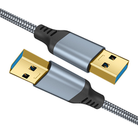 Cable USB a USB 3.0 de 5 Gbps, Cable Macho a Macho de Nailon Resistente, Compatible con Disco Duro/Ventilador de Refrigeración