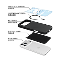 Coque de téléphone AG Feeling Black Edge avec motif chien bleu doré pour iPhone 17, 17 Pro Max, 16 Pro, 15 – Coque magnétique