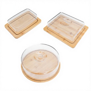 Bamboo Food <b>Storage</b> Container Set with Acrylic Lid Rectangle Shape Airtight Freshness Preservation Fridge Use Minimalist Design - Product Image 3