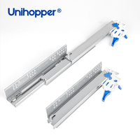 Glissières de tiroir à extension complète UNIHOPPER à montage sous plan, silencieuses, à fermeture douce, rails télescopiques de cuisine avec poignée réglable en 3D