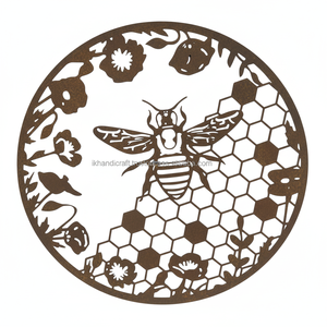 Handmade Customised Modern Design Laser Cut Metal Honey <b>bee</b> Wall Art Iron Plant Pattern Hanging for Home <b>Garden</b> Decor for - Product Image 1