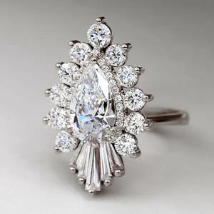 Bague de fiançailles de luxe A116 pour femme, diamant naturel taille poire, couleur D, bijoux en diamant blanc - Product Image 2