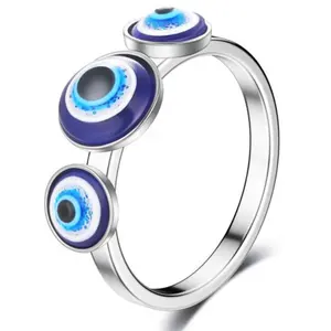 Yiwu Aceon Stainless Steel Narrow Blank Band Holy Pray Top DIY Round Bezel Stone Colorful Resin Eyes Bead Ring