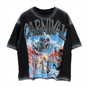 Nueva Camiseta Estampada American Life Hustler Street con Letras de Diamantes Vintage en la Parte Delantera, de Algodón Puro de Alto Gramaje, Casual, Transpirable y que Absorbe la Humedad - Product Image 2