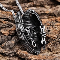 Collar con colgante de acero inoxidable para hombre y niño, con llave de calavera de águila, para motociclista, Rock Roll, listo para enviar