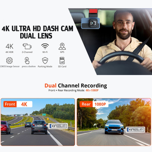 3 inch Mini Ultra HD 4K Dash Cam phía trước và phía sau Dual <span class=keywords><strong>camera</strong></span> hỗ trợ ADAS Wifi GPS & ứng dụng điều khiển hỗ trợ thời gian trôi đi ghi âm - Product Image 2