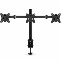 Support d'écran à trois bras en acier, type pince, pour bureau à domicile, installation facile
