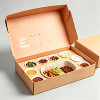 Boîte à lunch pliable pour restaurant, emballage alimentaire rapide écologique, vente en gros