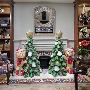 Nativité traditionnelle lumière LED décor de noël polyrésine père noël arbre artificiel support en résine décoration de la maison cadeau artisanat - Product Image 4