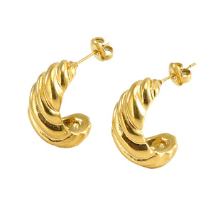 ZOGXIN Gold Huggie Earrings Geometric C Shape Oval Studs For Women Party Fashion Jewelry - Product Image 5