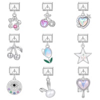 Accesorios Hechos a Mano, Pulsera de Charms Italianos de Moda, Acero Inoxidable, Charms Italianos Individuales Modernos