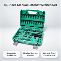 Jeu d'outils à cliquet Bayley 46 pièces, 72 dents, embout 1/4 pouce, acier haute teneur en carbone, douilles multi-tailles avec poignée antidérapante et coffret rigide