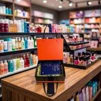 Boîte cadeau magnétique de luxe personnalisée avec poignée, emballage en papier rigide orange pour cosmétiques, parfums et cadeaux de mariage