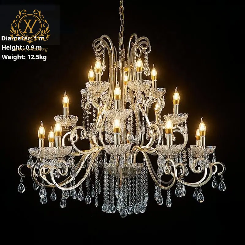 Lustre de vente chaude lampe suspendue de haute qualité lustre en cristal de candélabre européen de luxe pour la décoration de plafond de mariage