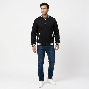 Chaqueta Varsity Personalizada de Alta Calidad para Hombre, Talla Grande, Invierno, Lana, Cuero, Forro Láser, Acolchado de Diamantes, Cuello Alto - Product Image 1
