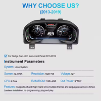 Navihua Car Digital Cluster 12.3'' Virtual Cockpit for Dodge Ram 1500 2013-2019 Panel LCD Dashboard Auto Speedometer