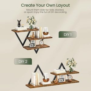 Yeni Masif Ahşap Üçgen Şekilli Modern Üç Katmanlı Ayarlanabilir Asılı Yüzer Duvara Monte Yatak Odası Depolama Rafı Genişletme Civatası - Product Image 5