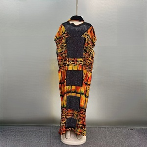 2025 nuova moda sciarpa di diamanti caldi largo Casual <span class=keywords><strong>etnico</strong></span> Bubu musulmano africano estate Abaya donna cotone abito <span class=keywords><strong>lungo</strong></span> - Product Image 5